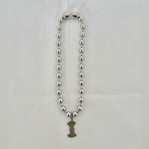Thick 7 Inch Long Silver Tone Dog  Tag Youth  Unisex Ball Chain Necklace GUC